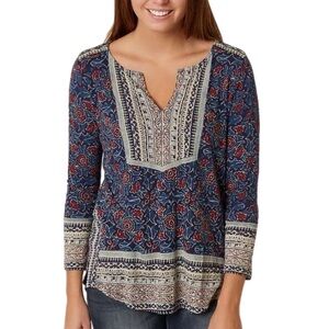 Lucky Brand Floral Peasant Blouse Top Renaissance Festival Long Sleeve Sz Medium